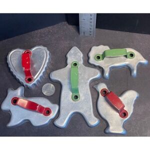 Vintage Metal Cookie Cutters Set Assorted Shapes Holiday Baking Fun
